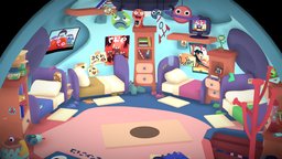 Tiny cartoon room kit, room, toon, cute, color, tiltbrush, unity, unity3d, cartoon, stylized