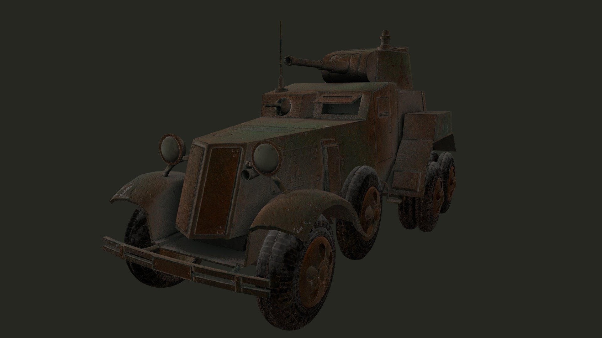 The BA-10 is an armoured car developed by the Soviet Union in 1938 and produced until 1941 3d model