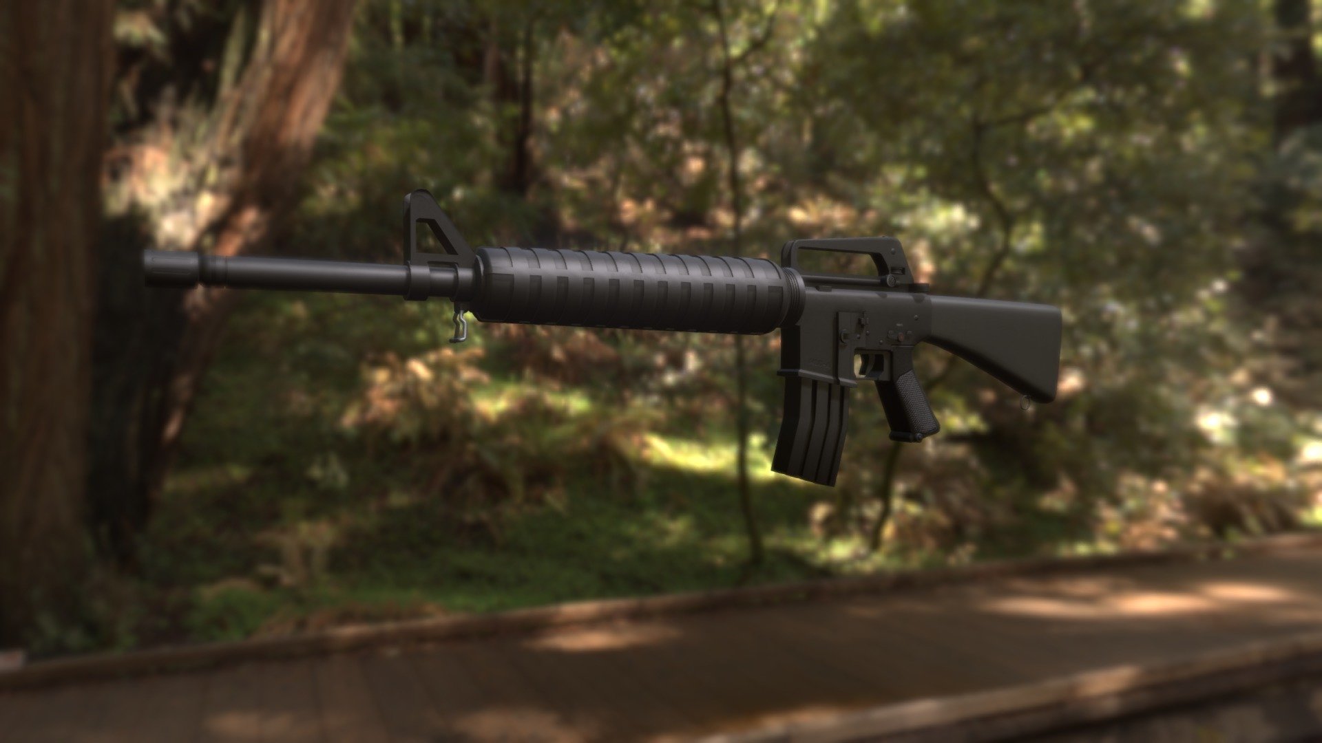 M16 combat rifle replicated in 3d.  Detailed enough to be a medium poly model but trying keep as much detail as possible. Best for fps and shooter games or other projects - m16 - Download Free 3D model by Rakshaan 3d model