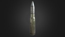 20mmVulcan cannon round Low poly ww2, shell, bullet, cannon, 20mm, casing, ww2weapons, ww2tank, ww2tanks, ww2weapon, gameasset, gameready