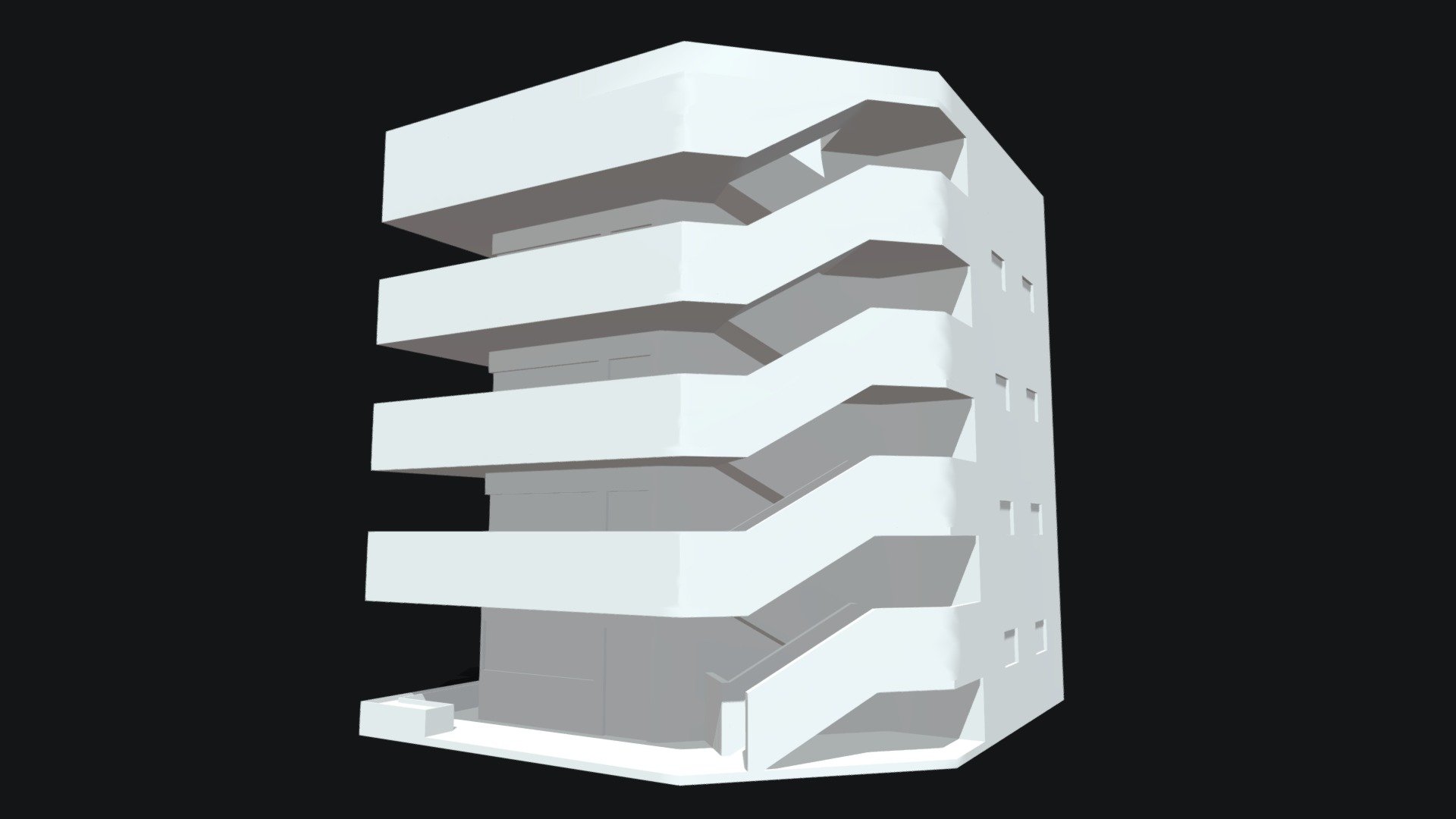 Printable 3D apartment building, following the form of mid-century urban developments.

Ribboning helps the street-viewer understand the building through human metrics. &ldquo;That balcony reaches my waist; I can know the number of floors by counting the clear number of balconies