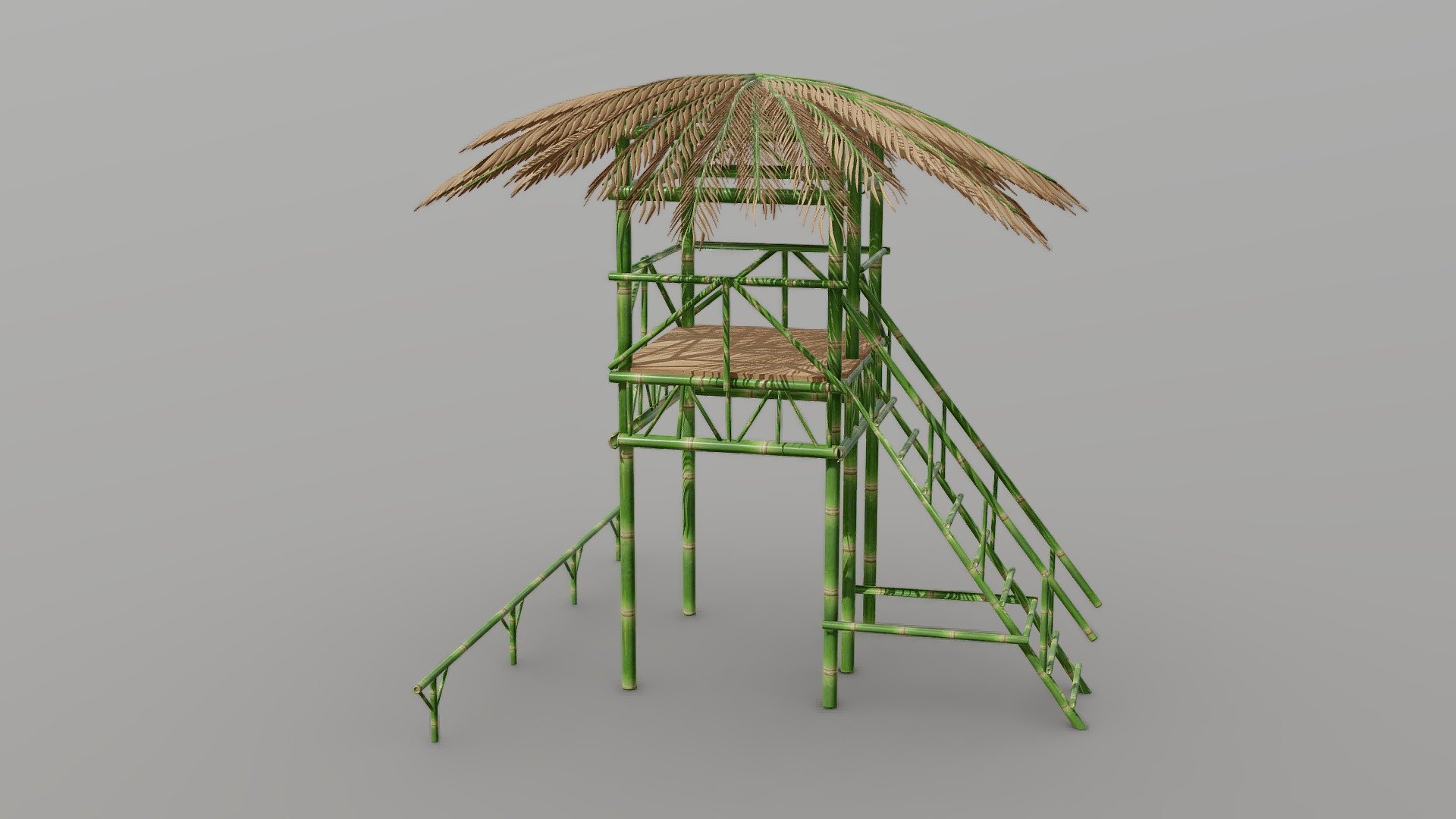 Bamboo Green Version Of The Tiki Beach Hut 3d model