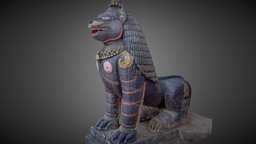 Black Lion Guardian w/ 3 LOD lod, asia, heritage, statue, kathmandu, nepal, buddhist, buddhist-art, realitycapture, photogrammetry, scan, 3dscan, sculpture