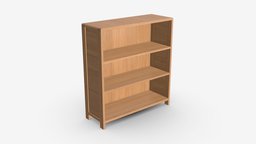 Low Bookcase Ercol Bosco wooden, stand, shelf, front, open, store, display, furniture, showcase, bookcase, bosco, 3d, pbr, low, design, wood, interior, wall, ercol
