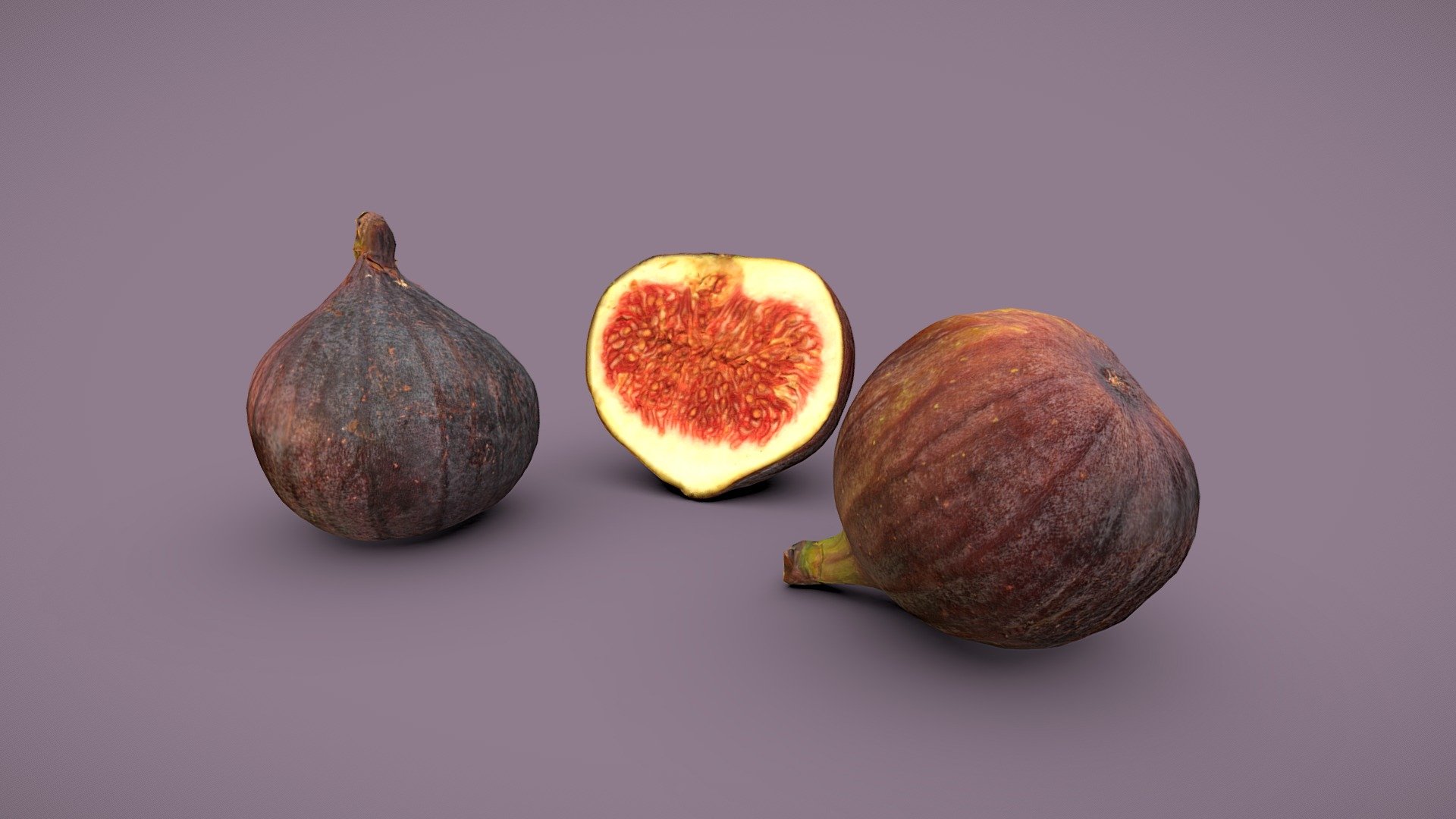 Pack includes three individual scans.

Models include 8k diffuse map, 4k normal map, 4k ambient occlusion map, 4k specular map, 4k gloss map and additional highpoly model (about 250k) from each scan.

Photos taken with A7Riv

Processed with Metashape + Blender + Instant meshes - Fig fruit pack - Buy Royalty Free 3D model by Lassi Kaukonen (@thesidekick) 3d model