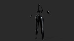  Cutout Shiny PU Leather Outfit leather, , fashion, girls, top, clothes, pants, shiny, costume, womens, cosplay, outfit, cutout, underwear, pu, crop, roleplay, leggings, chaps, pbr, low, poly, female