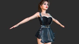 Girl 14 , , woman, bouncing, posing, underwear, maid, ponytail, girl, female, animation, animated, rigged