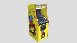 Retro Pacman Arcade Machine 8K and 4K Textures arcade, gaming, prop, retro, 4k, 80s, yellow, 8k, 90s, pac-man, arcade-machine, asset, game, lowpoly, technology, pac-man-game