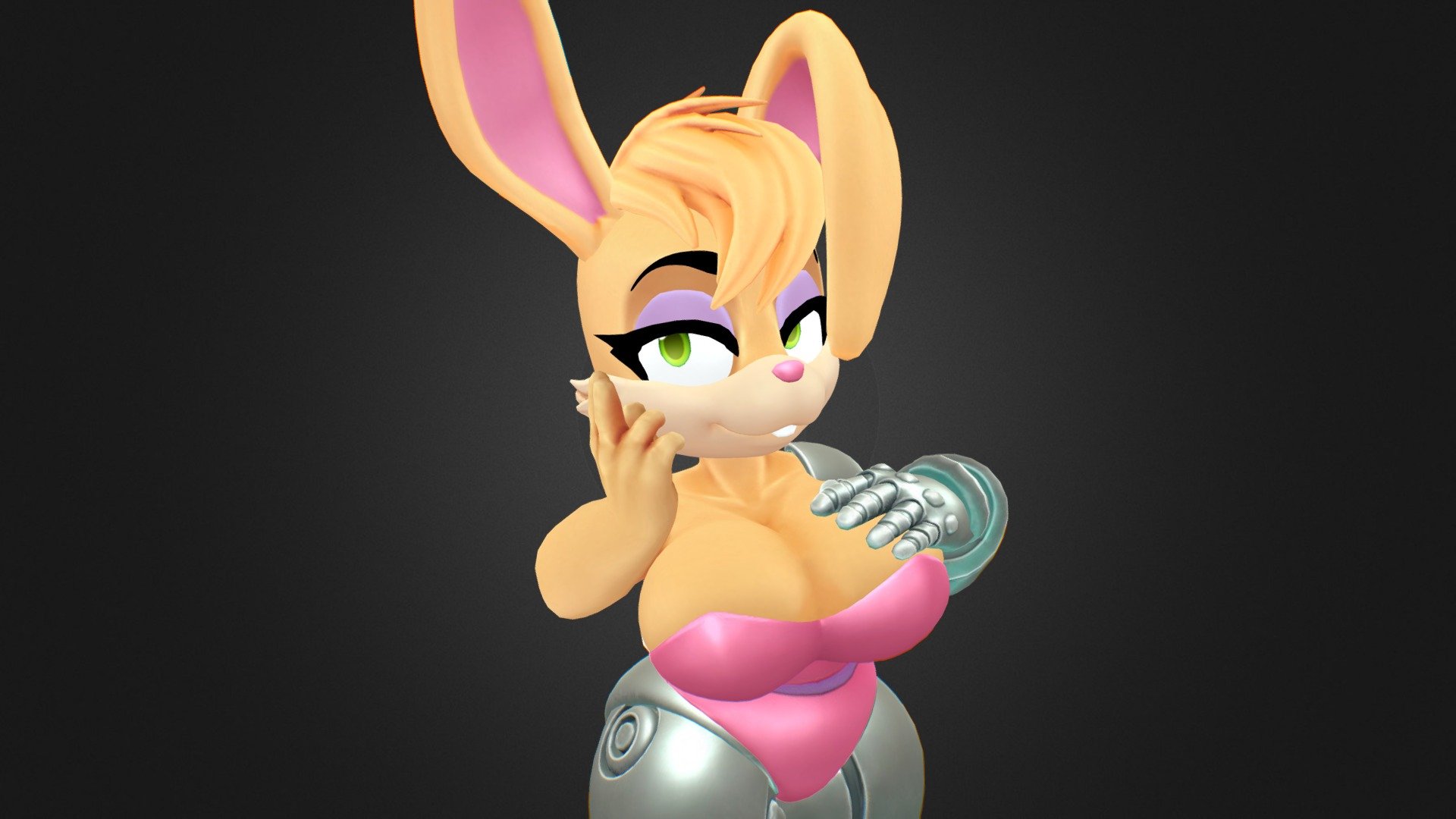 Bunnie is done!
See her in motion and the full promo video on Twitter:
https://twitter.com/ChunkerBuns/status/1272698169416208384

Available for purchase on Gumroad. Link above

A million thanks to my patrons for making it possible 3d model