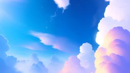 6k Stylized Cloudy Skybox 003 scene, sky, 360, clouds, level, rose, sunny, map, panorama, leveldesign, dreamy, 6k, wallpaper, skybox, cloudy, cubemap, cartoon, stylized, blue, anime, environment, noai, createdwithai