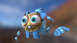 Foil fish fish, cute, uv, normalmap, mask, foil, character, low-poly, cartoon, pbr, lowpoly, stylized, ball, sea