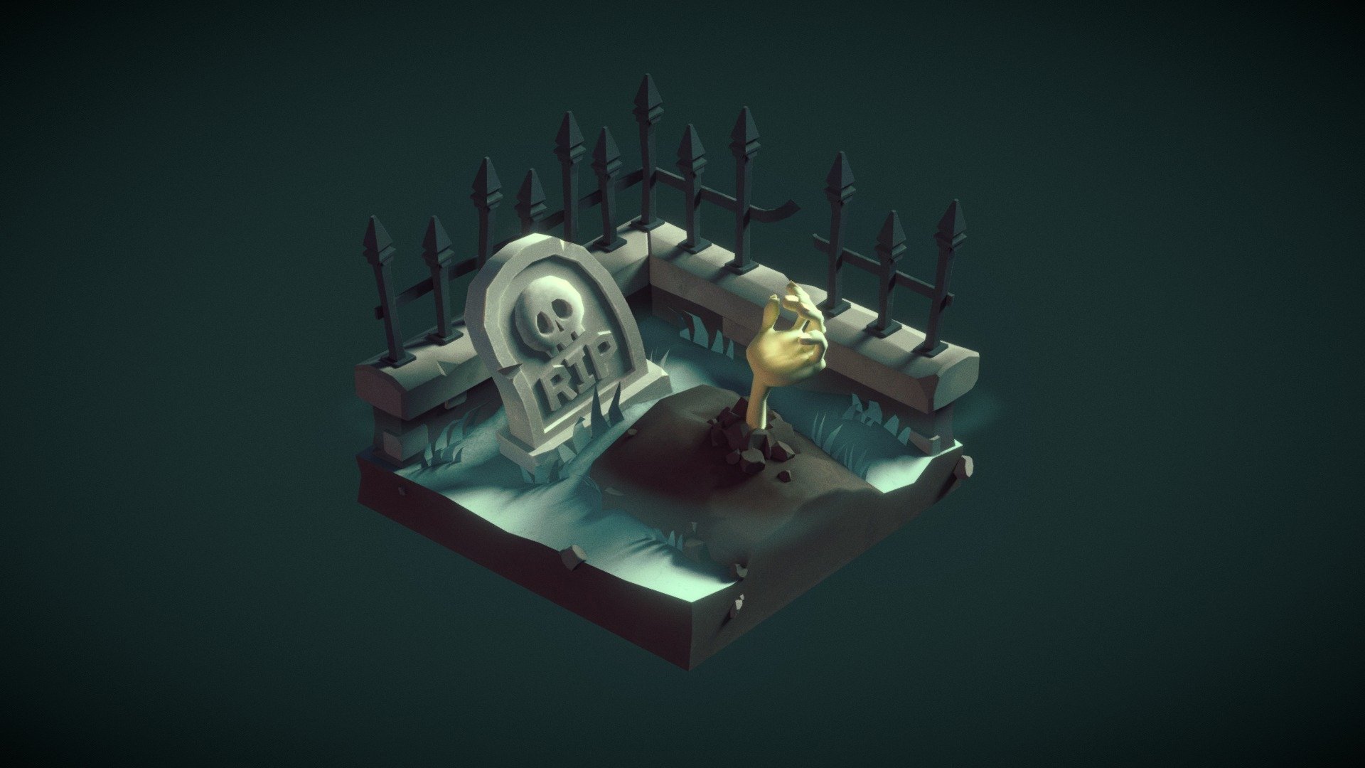 A small scene to get myself into the Halloween spirit. Modeled, lit and baked in Blender, texturing and post-processing in Photoshop 3d model