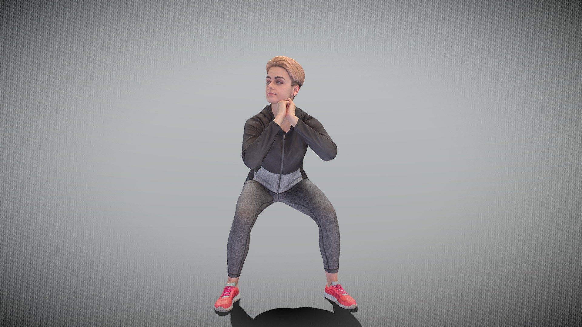 This is a true human size and detailed model of a sporty beautiful woman of Caucasian appearance dressed in sportswear. The model is captured in casual pose to be perfectly matching various architectural and product visualizations, as a background or mid-sized character on a sports ground, gym, beach, park, VR/AR content, etc.

Technical specifications:


digital double 3d scan model
150k &amp; 30k triangles | double triangulated
high-poly model (.ztl tool with 5 subdivisions) clean and retopologized automatically via ZRemesher
sufficiently clean
PBR textures 8K resolution: Diffuse, Normal, Specular maps
non-overlapping UV map
no extra plugins are required for this model

Download package includes a Cinema 4D project file with Redshift shader, OBJ, FBX, STL files, which are applicable for 3ds Max, Maya, Unreal Engine, Unity, Blender, etc. All the textures you will find in the “Tex” folder, included into the main archive.

3D EVERYTHING

Stand with Ukraine! - Young woman doing squats 376 - Buy Royalty Free 3D model by deep3dstudio 3d model