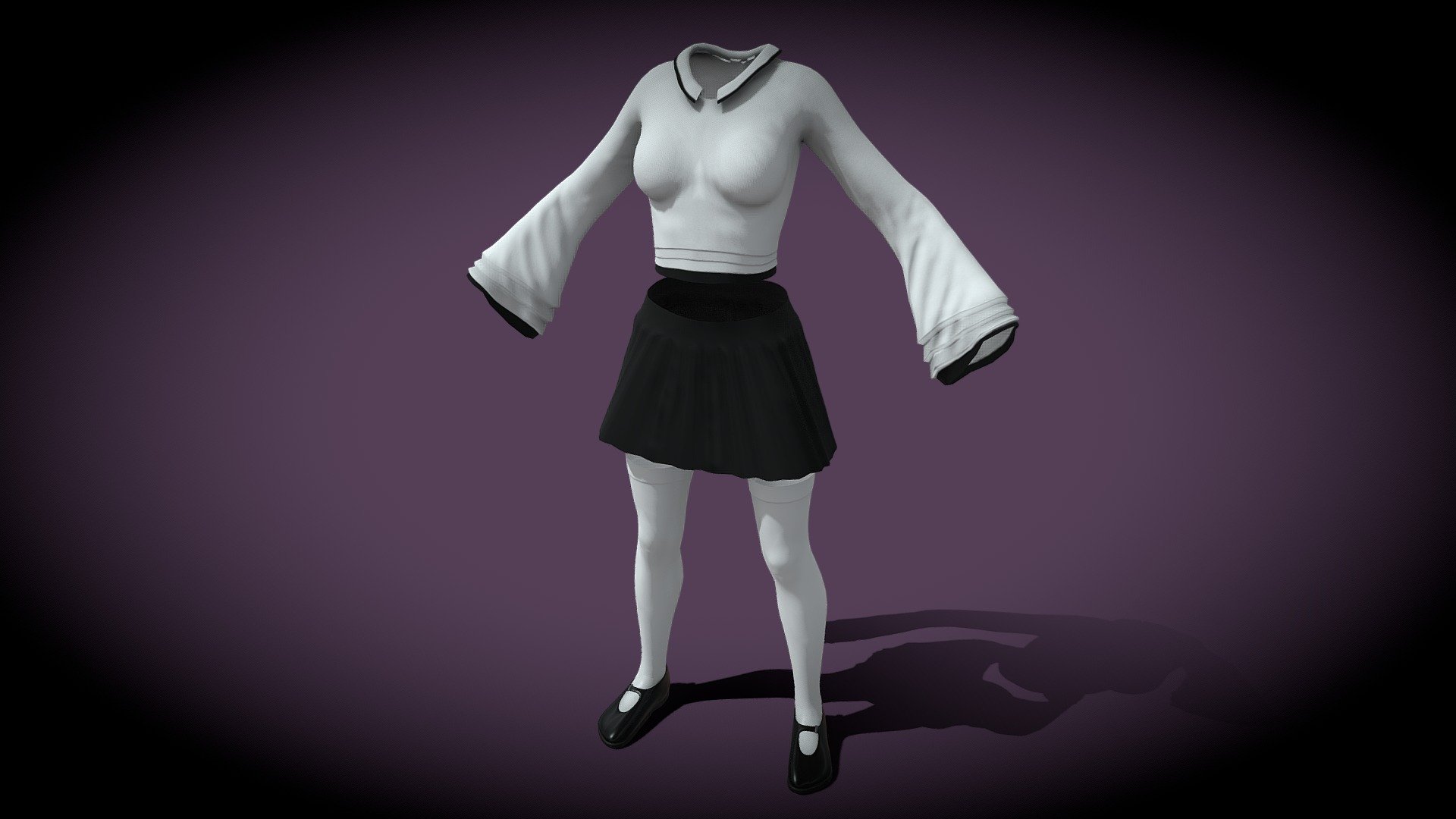 Created in Blender 3.0 using Simply Cloth Pro - Asian School Girl Outfit - Buy Royalty Free 3D model by wolfgar74 3d model
