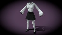 Asian School Girl Outfit dress, shoes, outfit, pantyhose, substancepainter, substance, asset, clothing