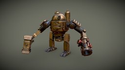 Combat Steampunk Robot steampunk, mech, droid, triangulation, robot, rigged, gameready, sreampunkrobot