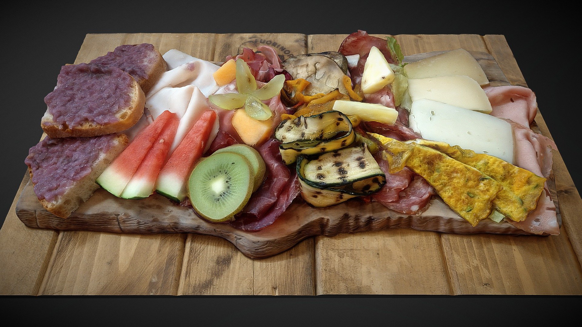 Nice assorted plate of cold meat, cheese and fruit at Fuorinorma in Rome. Totally worth the visit!

Location: Via De Serpenti 178, 00184 Rome (Italy).

Pictures taken with an HTC U11+. Model edited in Blender 3d model