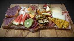 Cold meat, cheese, vegetables and fruit plate food, 3d-scan, italy, italian, italia, cheese, fotogrametria, comida, queso, gourmet, foodie, cold-meat, gastronomia, photogrammetry, 3dscan