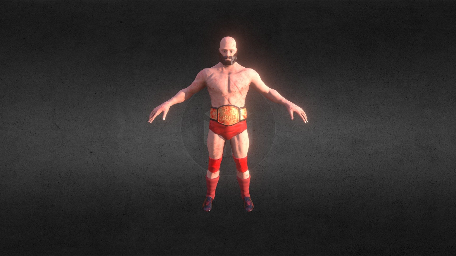 Had the urge to practice male anatomy. Decided to make a wrestler. Still working on hair cards 3d model