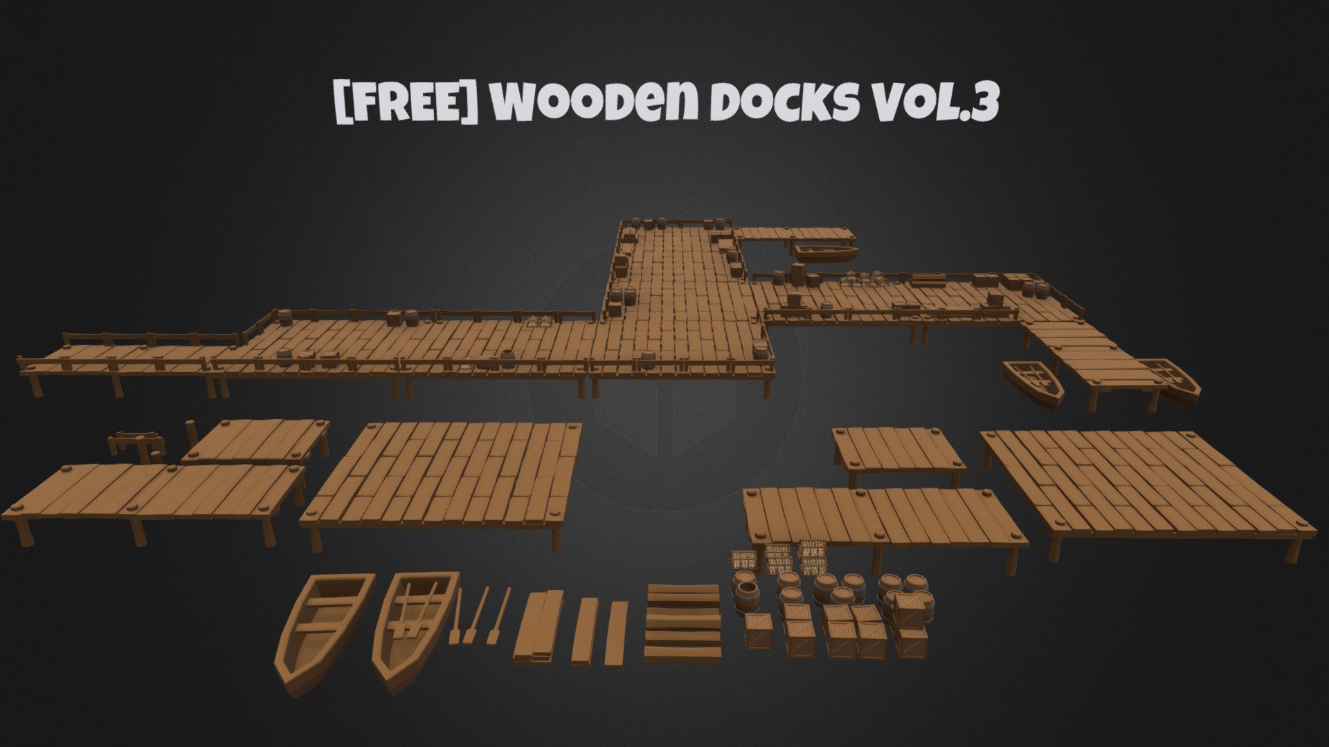 This is a Modular Lowpoly Docks pack [Version3]

Create your own dock with this FREE Asset Pack
this version is more simplified than the rest very blocky design 
hope you enjoy!

[Contents]

Barrels
Crates
Planks
Logs
Fences
Docks 
Docks With Nails

[My Youtube Channel]

https://www.youtube.com/channel/UCAY0ZHJ-9QxYxokO-13ImHw

SimplePolygon Discord https://discord.gg/8WSpWnGH4b

Original Models / Lowpoly Models / Game ready Props

[Licence] Not to resell model, can sell commercially in end project/game

Credit myself, SimplePolygon

If you have any further questions I will be happy to answer 3d model
