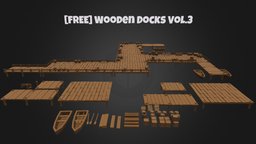 [FREE] Lowpoly Wooden Docks Vol.3 [Asset pack] level, boats, docks, pack, island, freedownload, asset, blender, lowpoly, design, free, stylized, polygon, simple, woodenmodel
