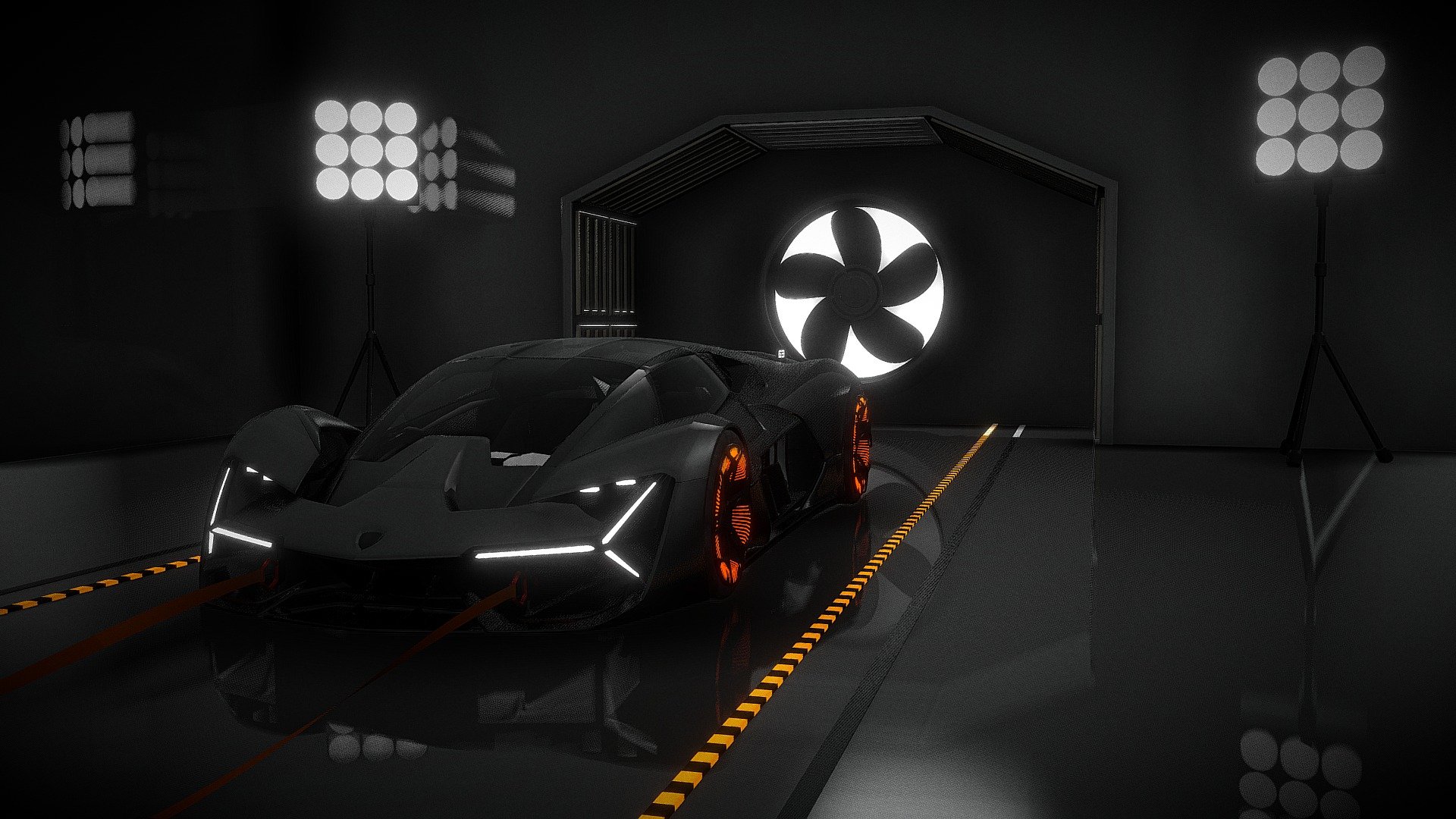 Lamborghini Terzo Millennio (Wind tunnel) + Animation+Sound

The Lamborghini Terzo Millennio is a concept car under development, invented by Lamborghini, it adopts a carbon fiber body, which is able to store electricity (to replace the batteries and reduce the weight).

The model was modeled with a wind tunnel, (which is used to study aerodynamics) the whole was inspired by a photo taken by Lamborghini, in the studio.

Everything was done on Blender 2.9, download and free and royalty free;)

NB: the rendering displayed on your screen (on sketchfab) may be different from that of Blender, I spent more time on that of Sketchfab 3d model