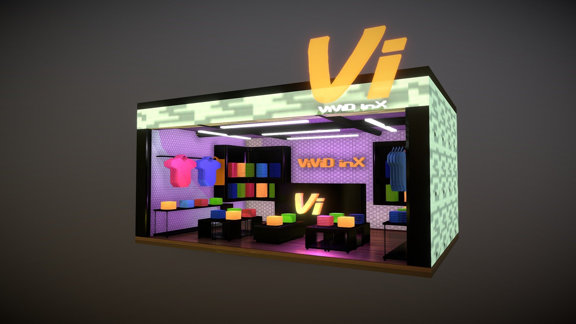 Simple Boutique Store. With merchandise display. designed to fit into a strip mall scenerio 3d model
