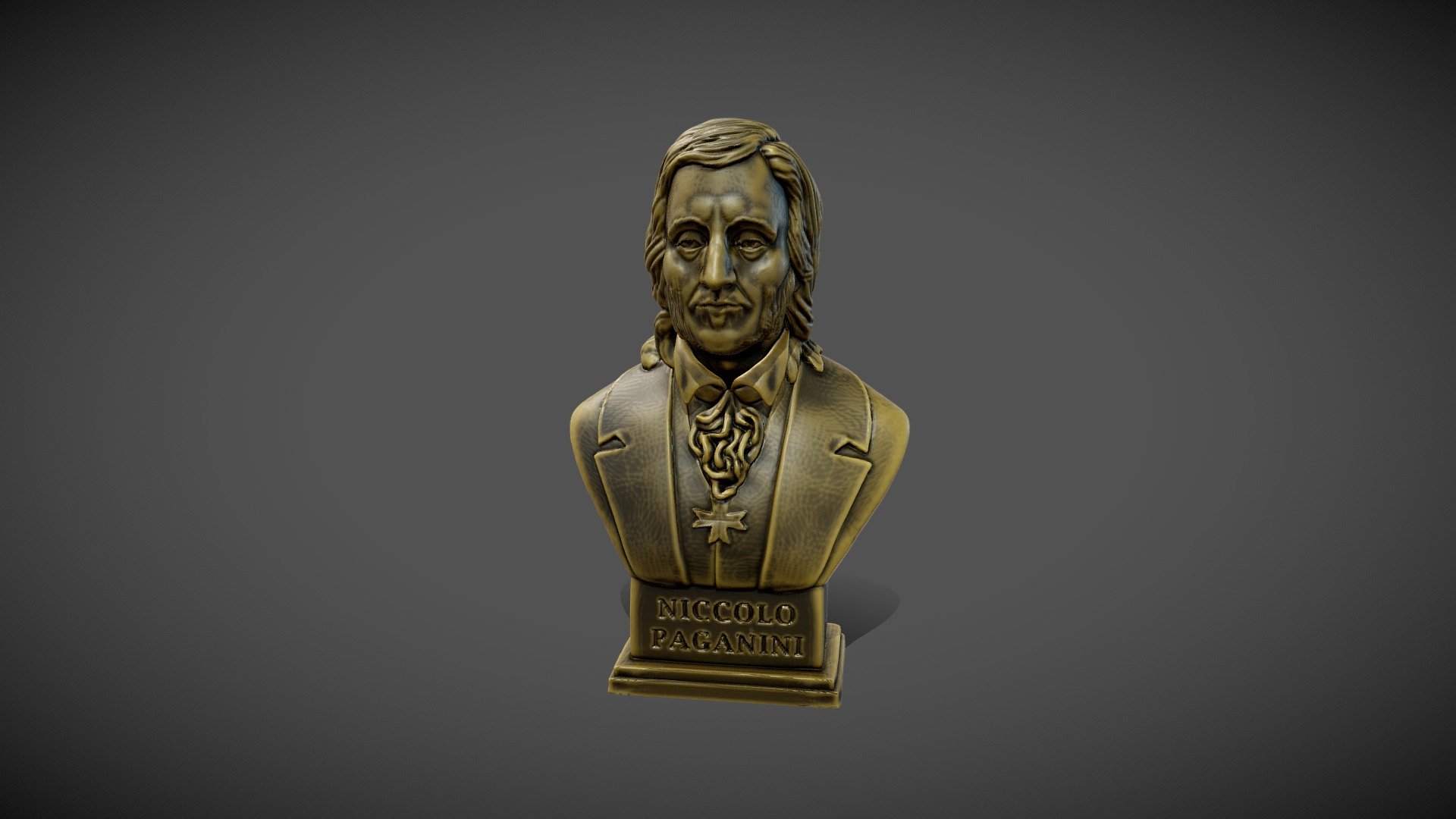 Bust of Niccolo Paganini For 3D printing

Modeled in zbrush for 3D printing, a solid model is provided in stl format, also in OBJ and FBX formats with textures and UV maps to enable its use in applications other than 3D printing.

Niccolò Paganini was an Italian composer. He is considered one of the archetypes of violin virtuosity and one of the greatest representatives of the instrumental movement of Romanticism 3d model