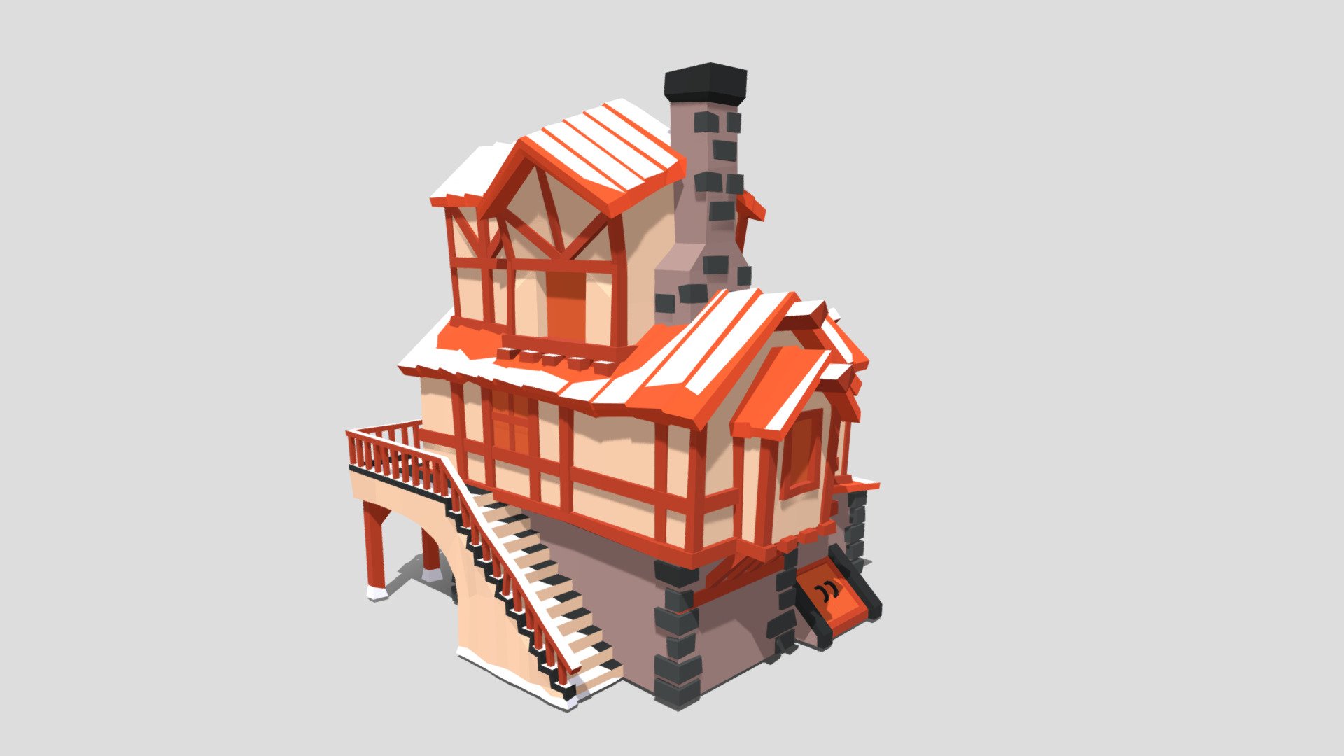 Low poly medieval house 2 part of a castle and town pack - Low poly medieval house 1 - Buy Royalty Free 3D model by assetfactory 3d model