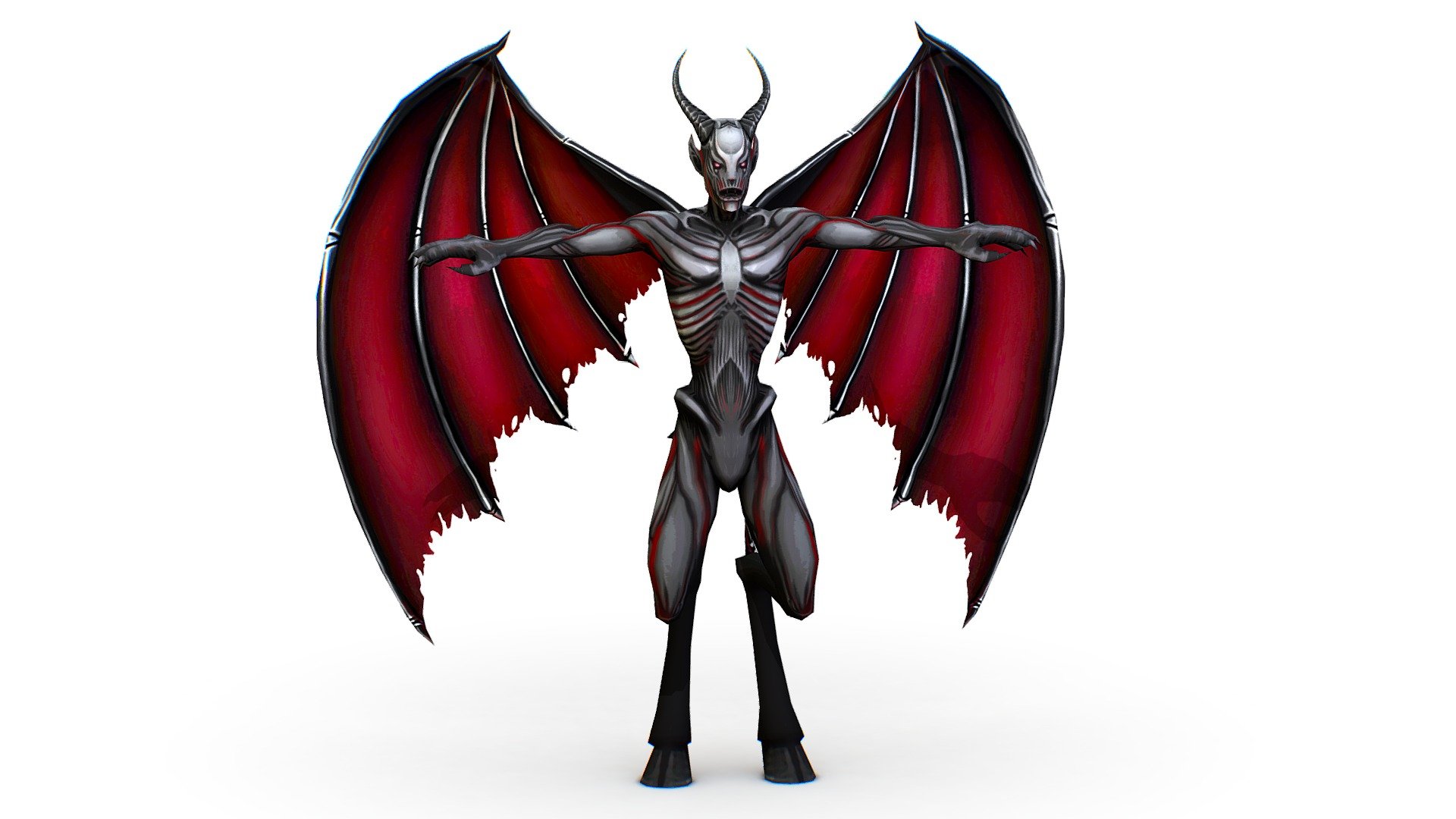Low Poly Red Grey Demon Vampire Monster - 3dsMax and Maya file included - Texture size 2048 color map 3d model