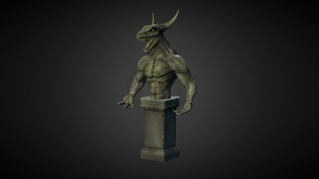 A statue for an environment I made.  - Raxus Statue - 3D model by ginokolling 3d model