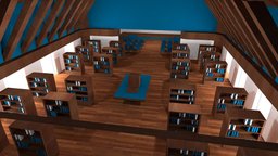 LowPoly Modern Library with Stage