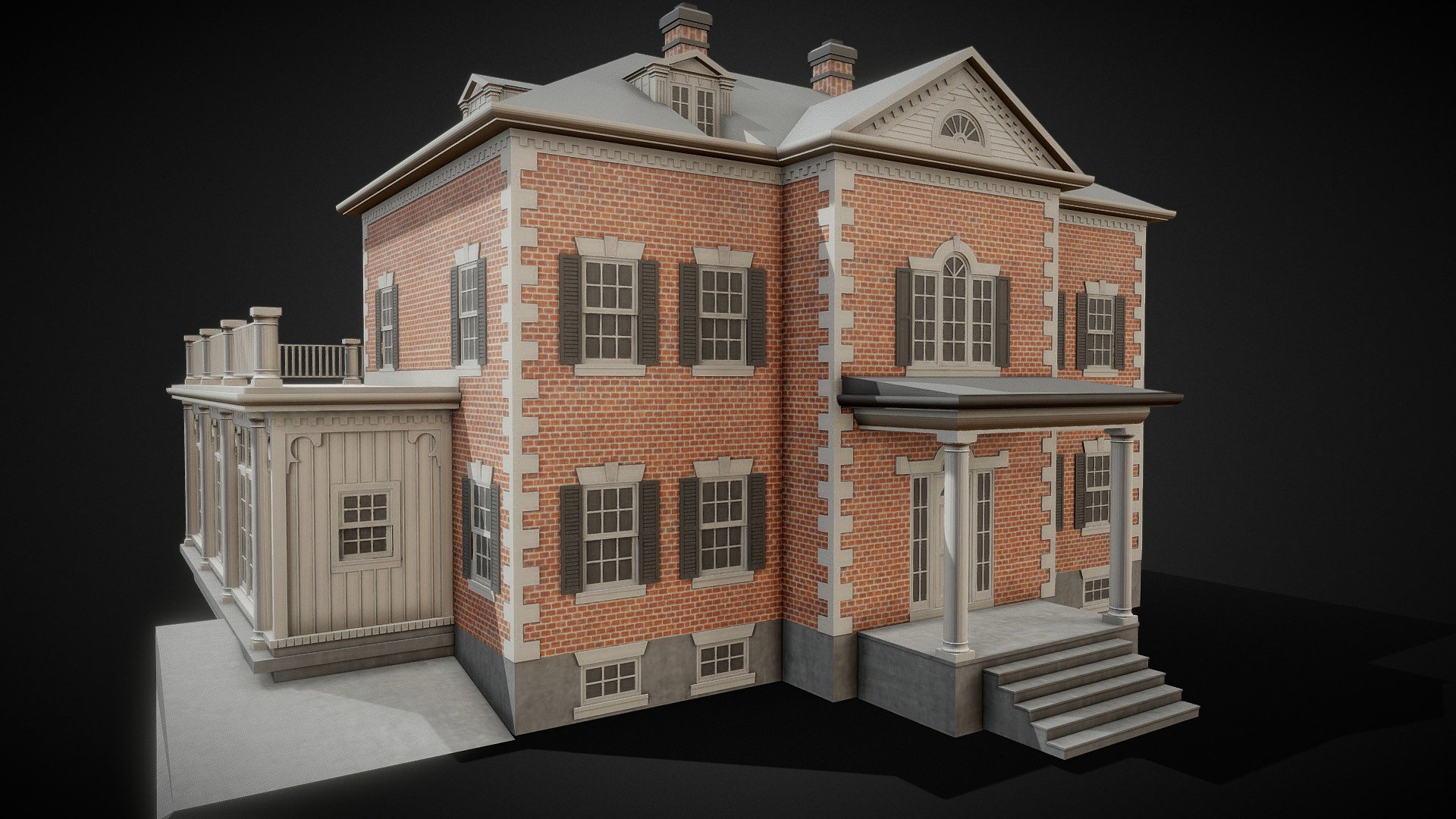 Here is the game ready asset 3d model of a Colonial Style House. This is a fully baked Model ready to use in your upcoming projects.

All Textures are included with the Model.

Model is low poly perfectly ideal for games.

If you have any custom requirements for this model Like, Specific color themes or different roof styles we can surely generate those.
Please write to us at infogofor3d@gmail.com

Also if you have custom architectural model requirement please write to us, We would be happy to assist.

Please follow our channel to get updates of the new upcoming models.

Thanks for visiting our Page 3d model