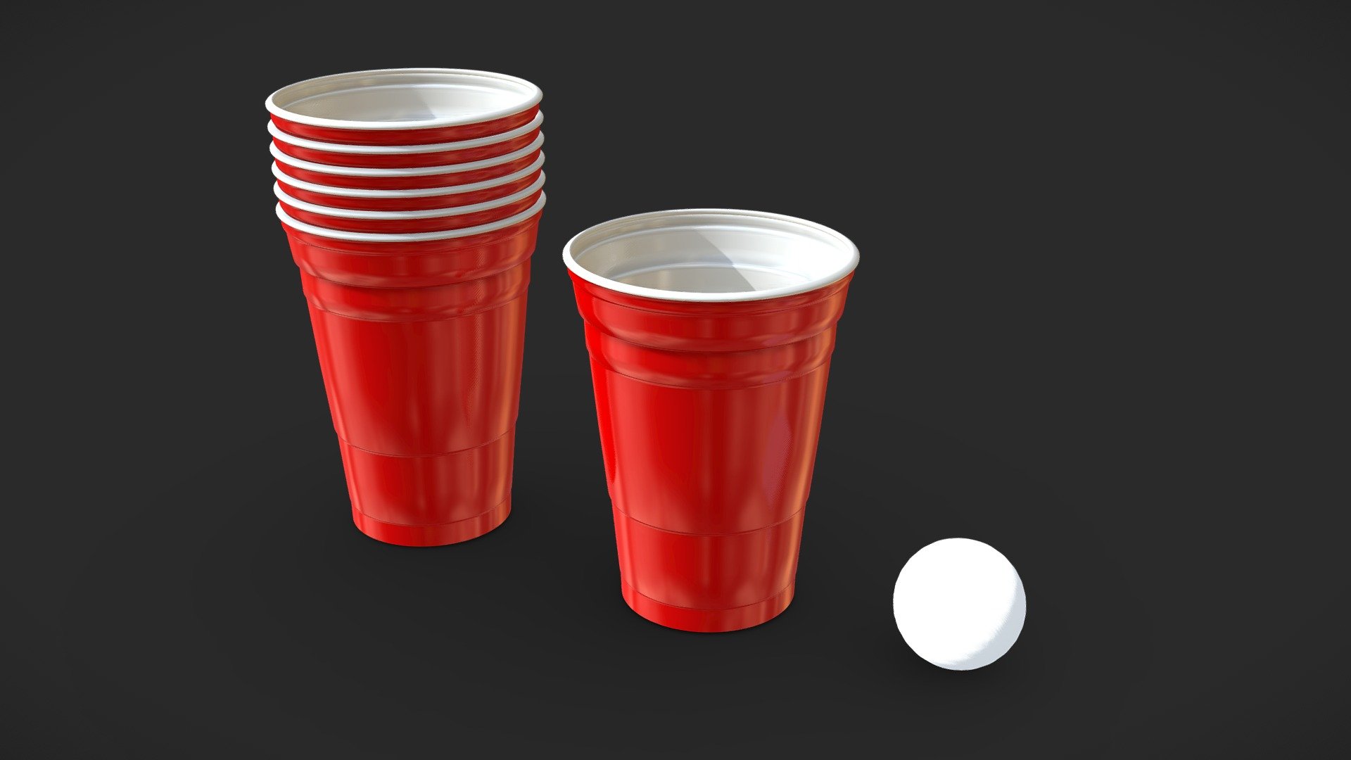 This comes with a Red Cup, Red Cup Stack and Ping Pong Ball. 
Highpoly. 

Table and variations not included in this pack, check my page for more models like this one including - Red Solo Cup Pack - Beer Pong - Buy Royalty Free 3D model by Unreal Designer (@unrealdesigner.ig) 3d model