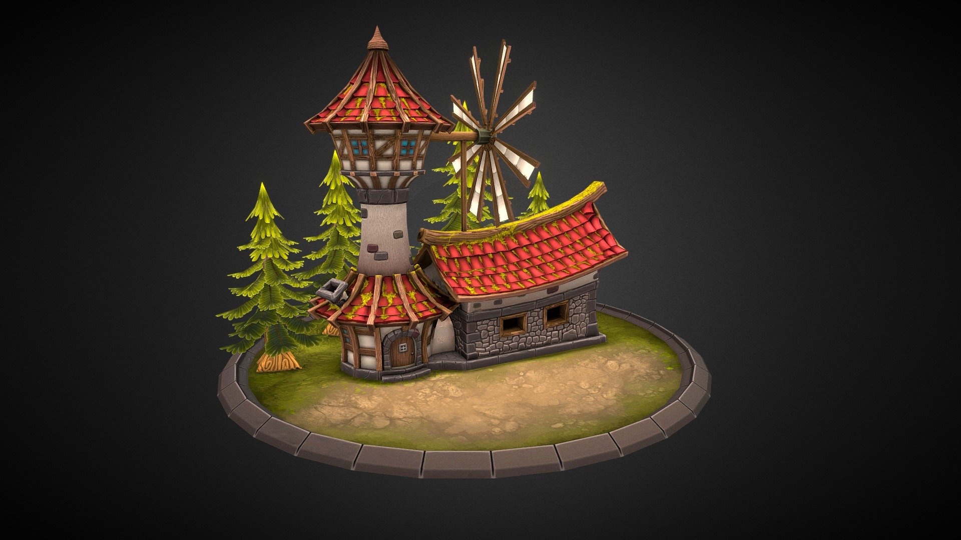 Another building completely modelled in #Blender and textured with #SubstancePainter. This time I tested with fast hand-painting style for the environment. I hope you like it. This time I wanted to add an animation for the diorama 3d model