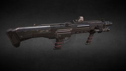 The shotgun DP-12 hard-surface, weapon, hardsurface, gameasset, shotgun, gun, bakingtextures