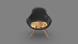 Modern Egg Leather Berger Chair With Fur Rug office, room, modern, cushion, wooden, cafe, leather, garden, bedroom, restaurant, egg, seat, legs, furniture, seater, fur, living, patio, cosy, rug, bergere, contemporary, pbr, chair, low, poly, home, shop