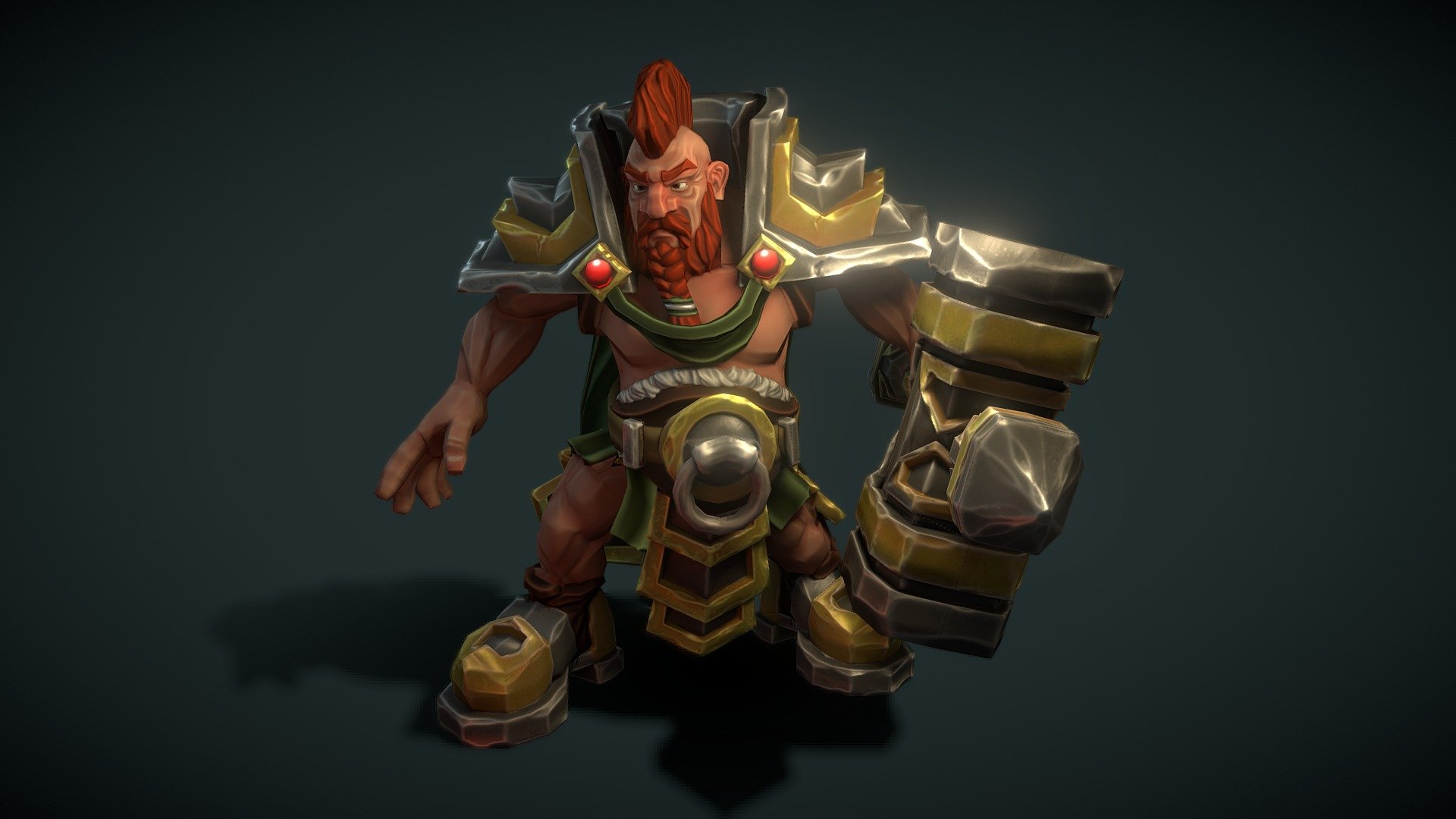Little training. Model done from scratch in 4 days.

Remembering my days as a figurine painter. I wanted to recreate a dwarf from the old Warhammer Fantasy figures, mixing it with a stylized style. I think the result fits what I had in mind.


No 2D references.
Made with Blender &amp; Substance painter.
Ready for Unity and unreal. 
8012 tris.
One 2k texture
 - Dwarf - 3D model by David Presa (@kudeng) 3d model