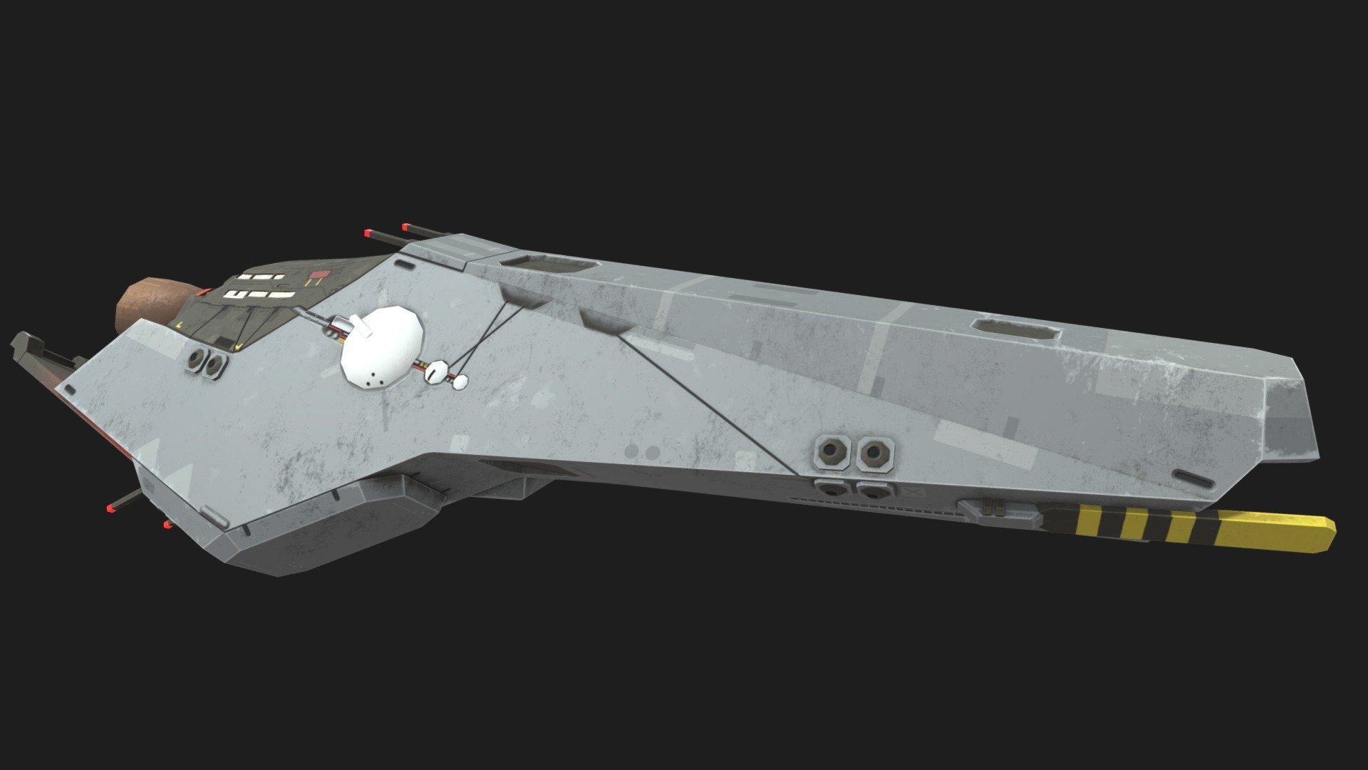 First ship for my next Nebulous project, something a little less regular.

It was a bit difficult to get the scrappy look I wanted while keeping the level of detail within acceptable margins, I think the rest of the vibe will come from the paint masks 3d model