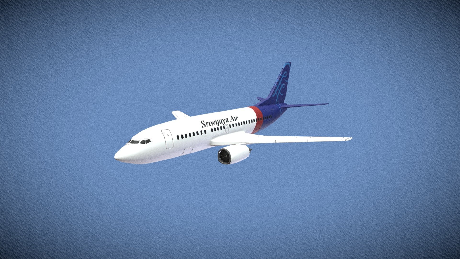 This is Sriwijaya Air Boeing 737 - 500. i made this because this air plane have accident in my country 3d model