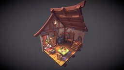 House wooden, 3dcoat, firstmodel, wooden-house, blender3d, house, home, wood, stylized