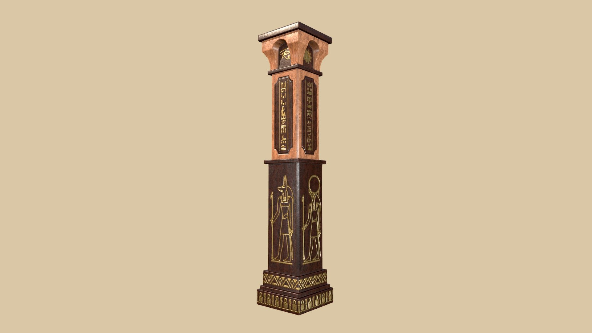 Low Poly Egyptian Column Fantasy Style is perfect for your project in Fantasy style or other projects.

This model was created in 3ds Max 2022 and textured in Substance Painter

This model was tested in Unity 2021.3.23f1 and Unreal Engine 5.

The archive includes files with the extensions: .fbx and fbx(for Unity)

Model includes:

-height: 500cm

-width: 100cm

-Polys: 294

-Tris: 588

-Verts: 352

-1 material

-1 mesh

-UV mapping: 1

-Textures resolution: 2k and 4k, PNG format

-Textures for Unity: Albedo, Metallic, Normal, Roughness, Ambient Occlusion.

-Textures for Unreal Engine: BaseColor, Normal, ORM.

You can download an Additional file zip with 2 sets(for Unity and Unreal Engine) 3d model