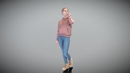 Young woman in hoodie walking 426 style, archviz, scanning, people, , visualization, fashion, walking, jacket, young, jeans, realistic, woman, beautiful, casual, posing, hoodie, denim, photoscan, character, girl, photogrammetry, 3d, lowpoly, model, female, lady, highpoly, streetstyle, redlips