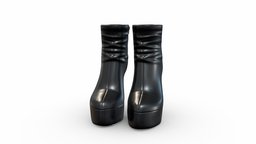 Female Black Leather High Heel Ankle Boots