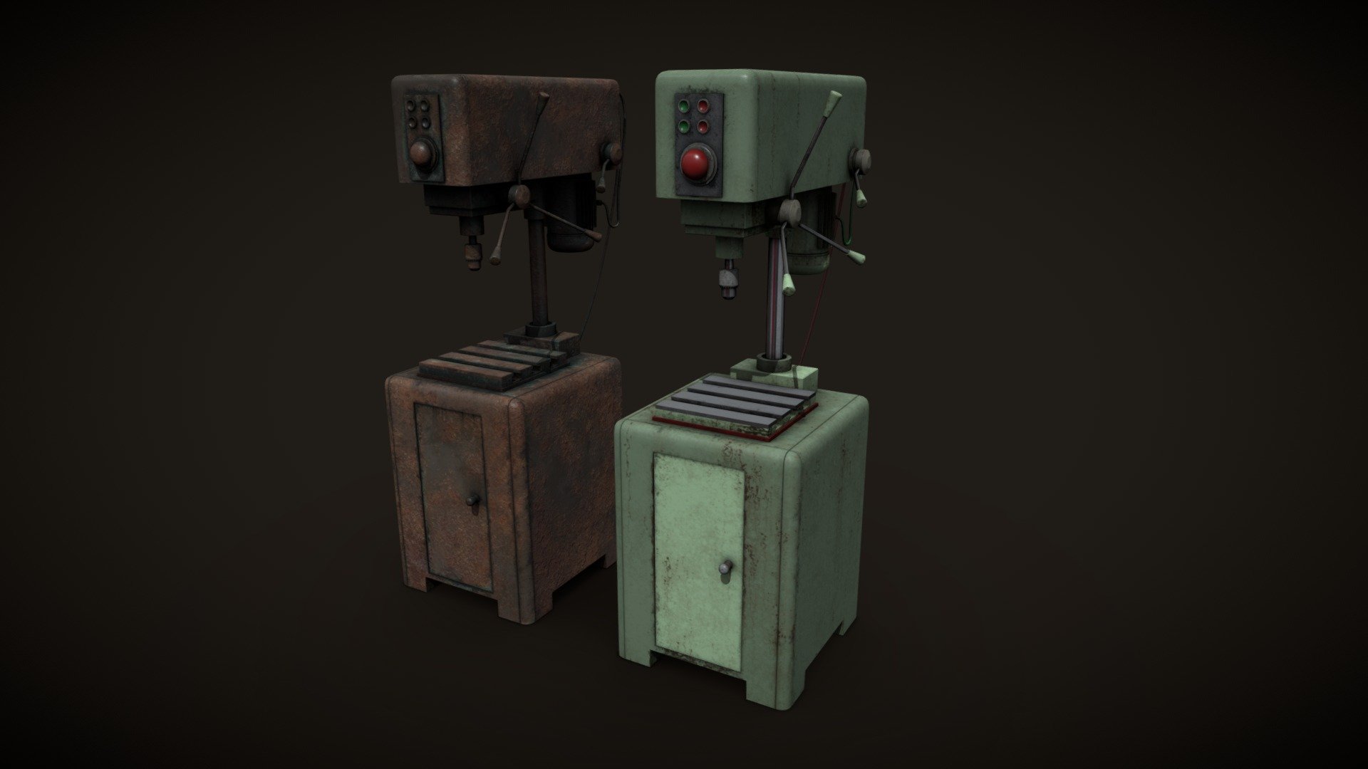 Drilling machine for industrial visualizations 

4k png PBR textures included. Painted and rusted. 

Non overlapped UVs 3d model