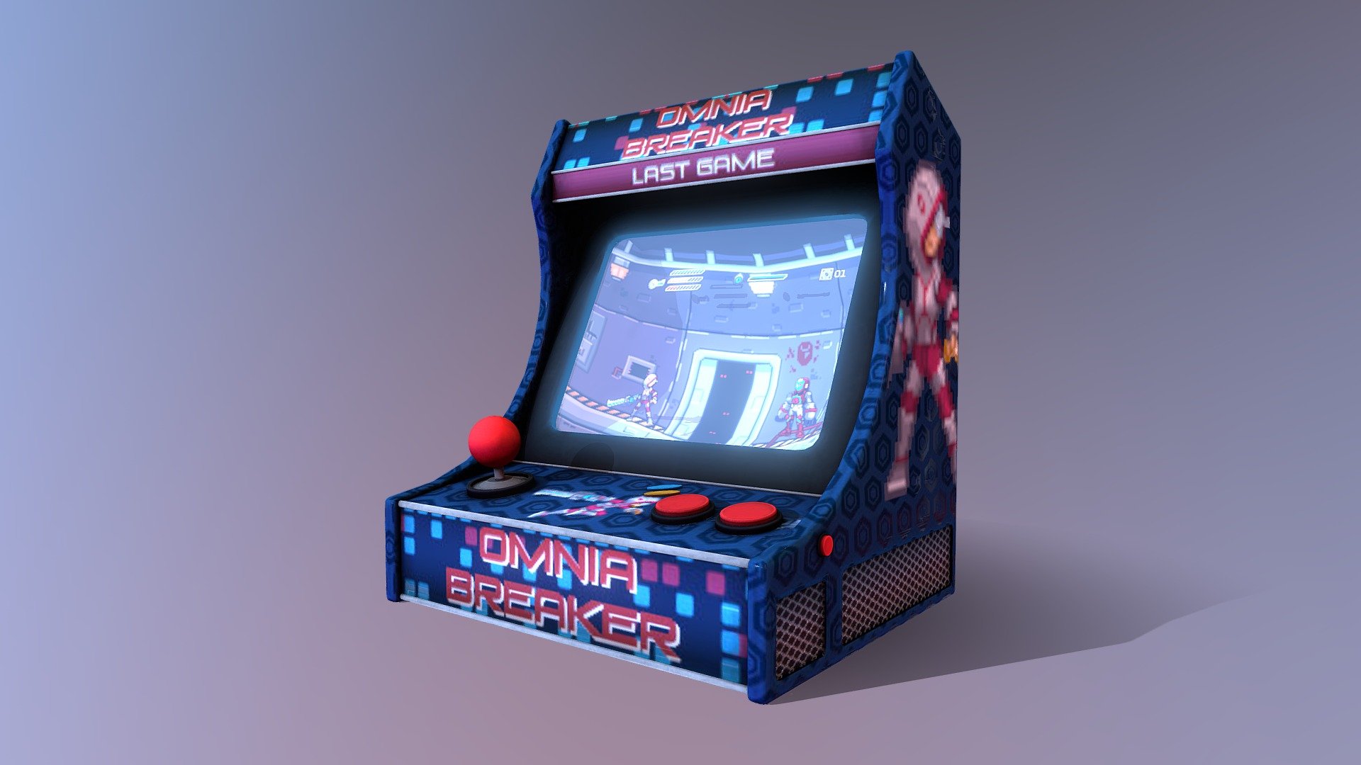 Mini arcade low poly with own pixel art designs from an old studio project - Mini Arcade Low Poly - 3D model by ERuano_Arts 3d model