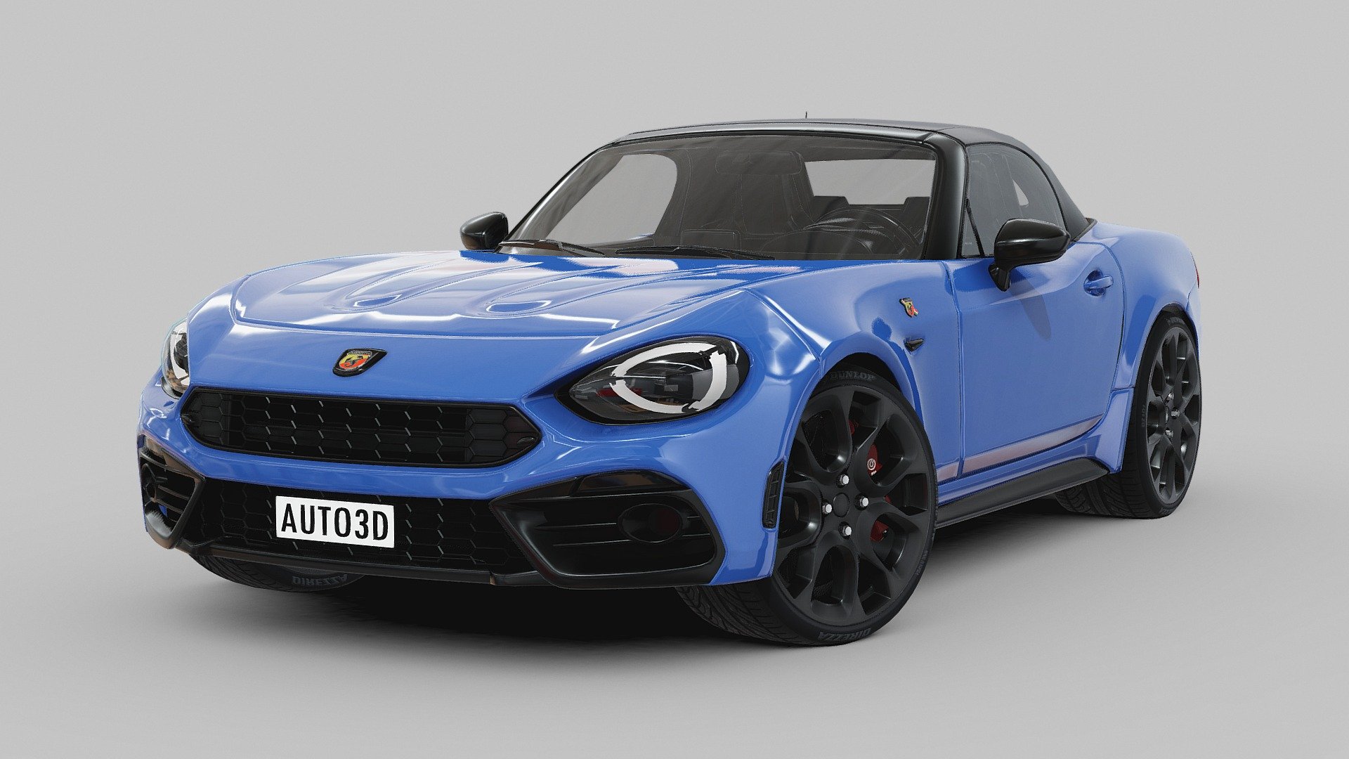 The Abarth 124 Spider is a thrilling and sporty convertible that combines Italian design with exhilarating performance. Derived from the Fiat 124 Spider, the Abarth version takes the driving experience to a new level. With its aggressive styling, distinctive scorpion logo, and performance-oriented enhancements, the Abarth 124 Spider exudes an aura of excitement. Under the hood lies a potent 1.4-liter turbocharged engine, delivering impressive horsepower and torque, making it a responsive and agile roadster. The convertible top allows for open-air driving, adding an extra layer of enjoyment to the driving experience. The Abarth 124 Spider represents the spirit of Italian performance and passion, providing an exhilarating and enjoyable journey on winding roads and beyond. It stands as a tribute to Abarth's racing heritage and dedication to creating spirited and distinctive sports cars 3d model