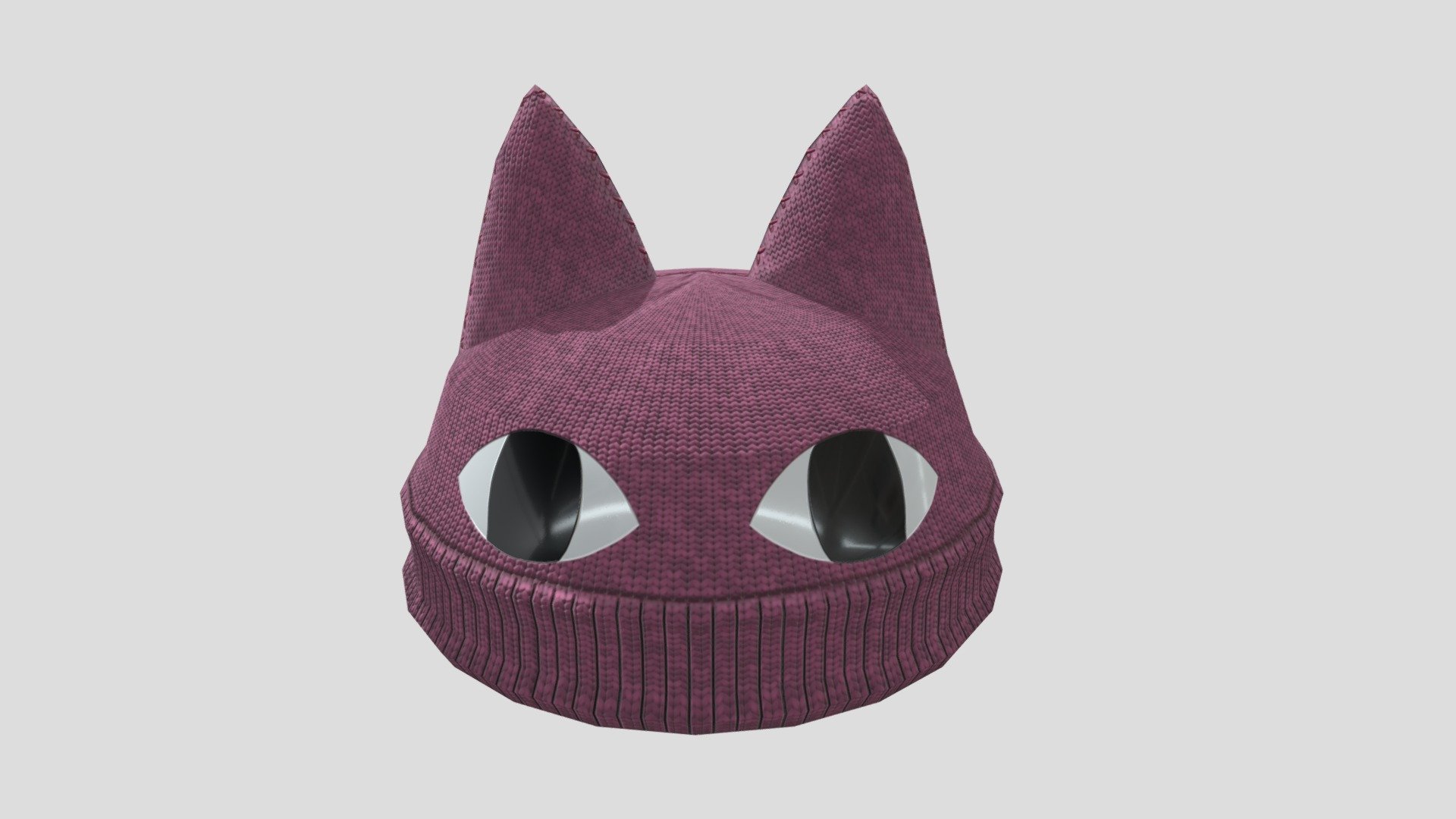 A feline-themed hat that will be sure to keep your brainpan warm during the coming winter months. The ears flop around and the eyes piercing gaze instill fear in your enemies 3d model