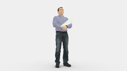 Man Holding Sign 0621 style, people, fashion, clothes, miniatures, realistic, success, character, 3dprint, model, man