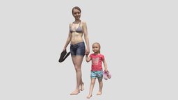 Mom And Baby scan low-poly and, baby, mom, vr, ar, modeling, low-poly, 3d